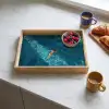 Vrouw - Water - Bikini - Oranje Dienblad Rechthoek middel -sfeer2