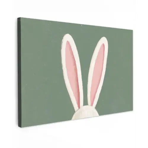 Hazen - Oren - Roze Tuinposter op houten frame 2 cm dik klein -3d