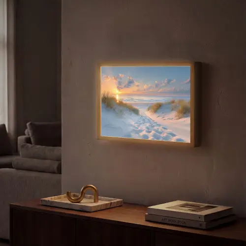 Zonsondergang - Strand - Natuur - Zee - Zomer Light Box met batterij (Wandlamp) middel -sfeer1