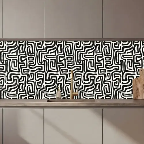 Grafisch - Lijnen - Zwart - Wit keuken achterwand 2 middel 871 zz_3dshopping