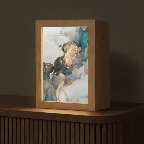 Blauw - Marmer - Goud Light Box met kabel (Tafellamp) klein -z3d_website
