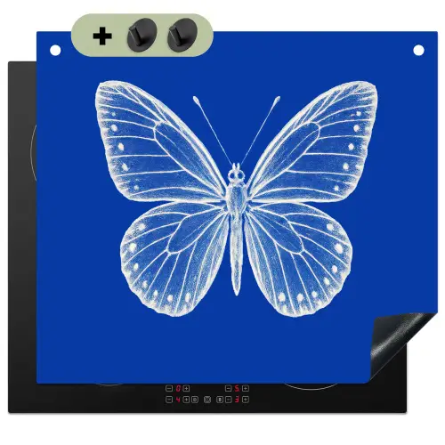 Vlinder - Wit - Getekend - Stippen Inductie beschemer met haakjes middel -3d