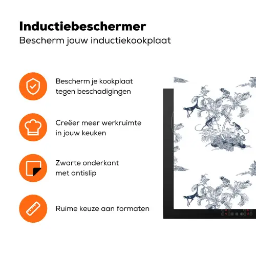 Aap - Palmboom - Blauw Inductie beschermer vinyl 3mm klein 276 -zzzzzzz-td-ups