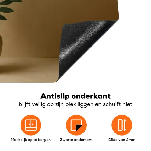 Vaas - Olijftakken - Bladeren - Beige Inductie beschermer vinyl 3mm klein -zzzzzzz-td-onderkant