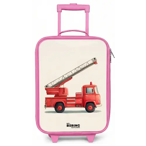 Brandweerwagen - Getekend - Rood Kinderkoffer - Roze klein -zz3dotto