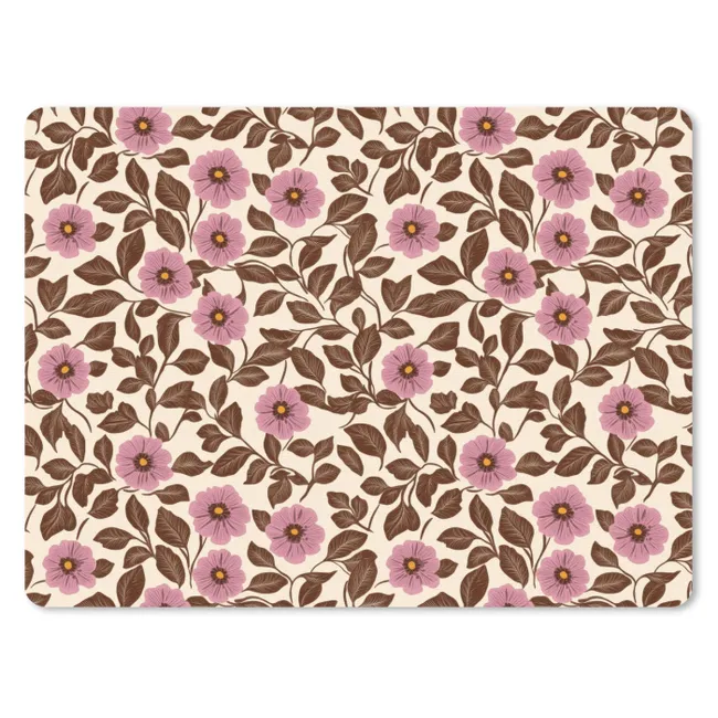 Mouse Pad - Flowers - Leaves - Colorful