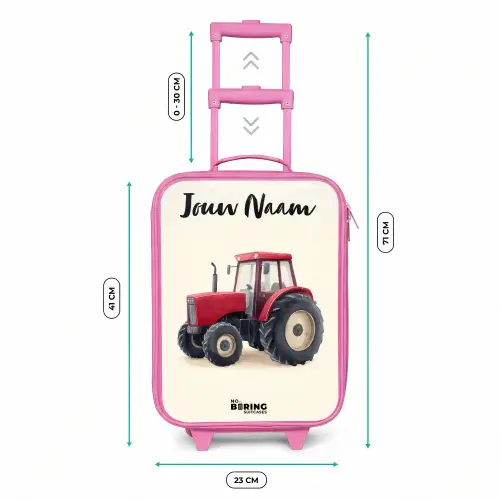 Tractor - Getekend - Rood Kinderkoffer - Roze klein -productfoto_formaten