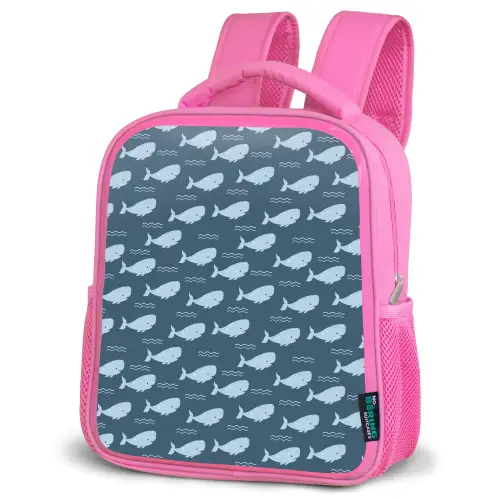 Klein - Oceaan - Golven - Blauw Kinderrugzak - Roze middel 863 -schuin