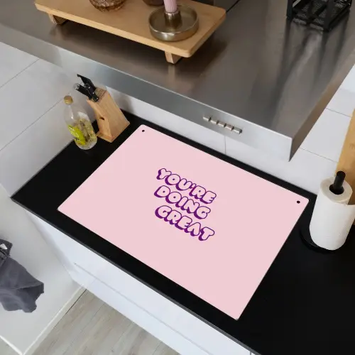 You're doing great - Roze - Bubble letters Inductie beschemer met haakjes klein -sfeer1