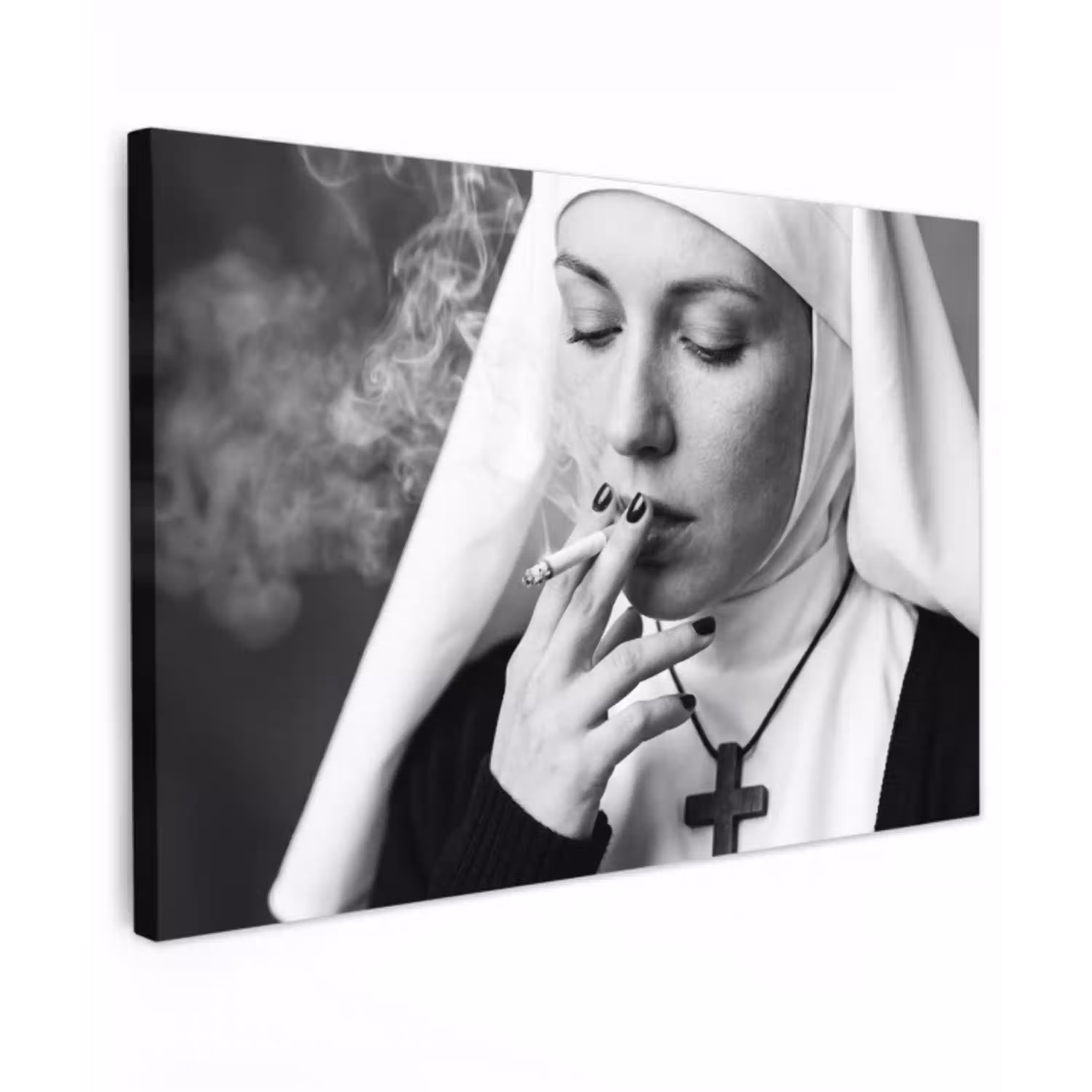 Non - Roken - Portret - Zwart - Wit - Rebels Tuinposter op houten frame 2 cm dik klein -3d