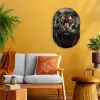Tijger - Dieren - Portret - Luxe - Zwart Wandcirkel Ovaal Forex klein -sfeer4
