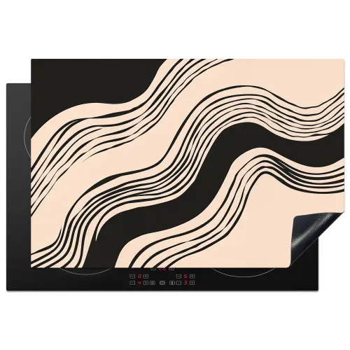 Golven - Zwart - Zandkleur Inductie beschermer vinyl 3mm klein -3d