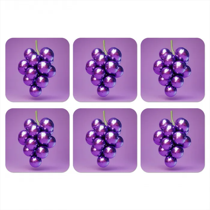 Druif - Disco - Glitter - Paars onderzetter kurk middel -3d