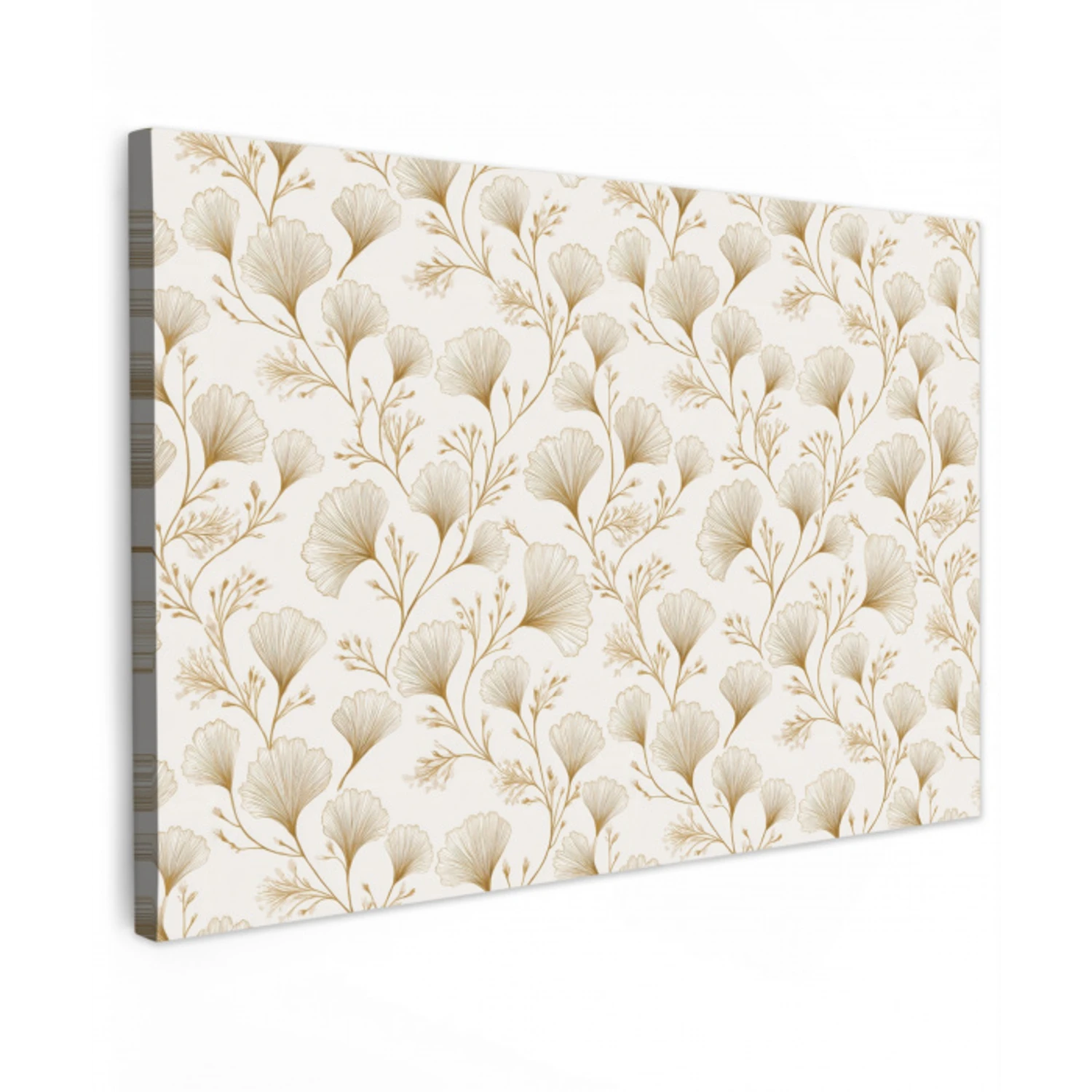 Ginkgo - Takken - Goud Tuinposter op houten frame 2 cm dik klein 845 -3d