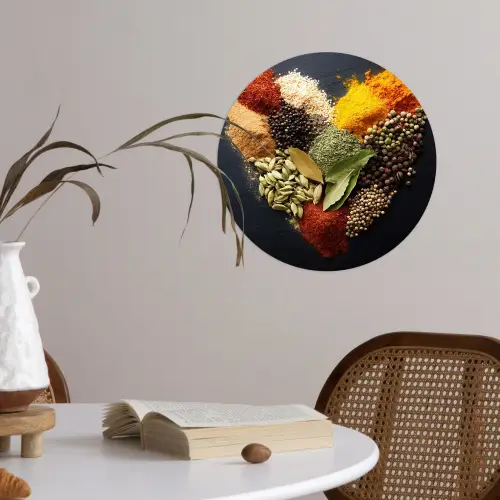 Specerijen - Mix - Hartvorm - Zwart Wandcirkel behangsticker klein -sfeer3