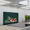 Aardbeien - Schilderij - Stilleven - Bloemen - Ei - Bord keuken achterwand spatscherm klein -3d_schuin