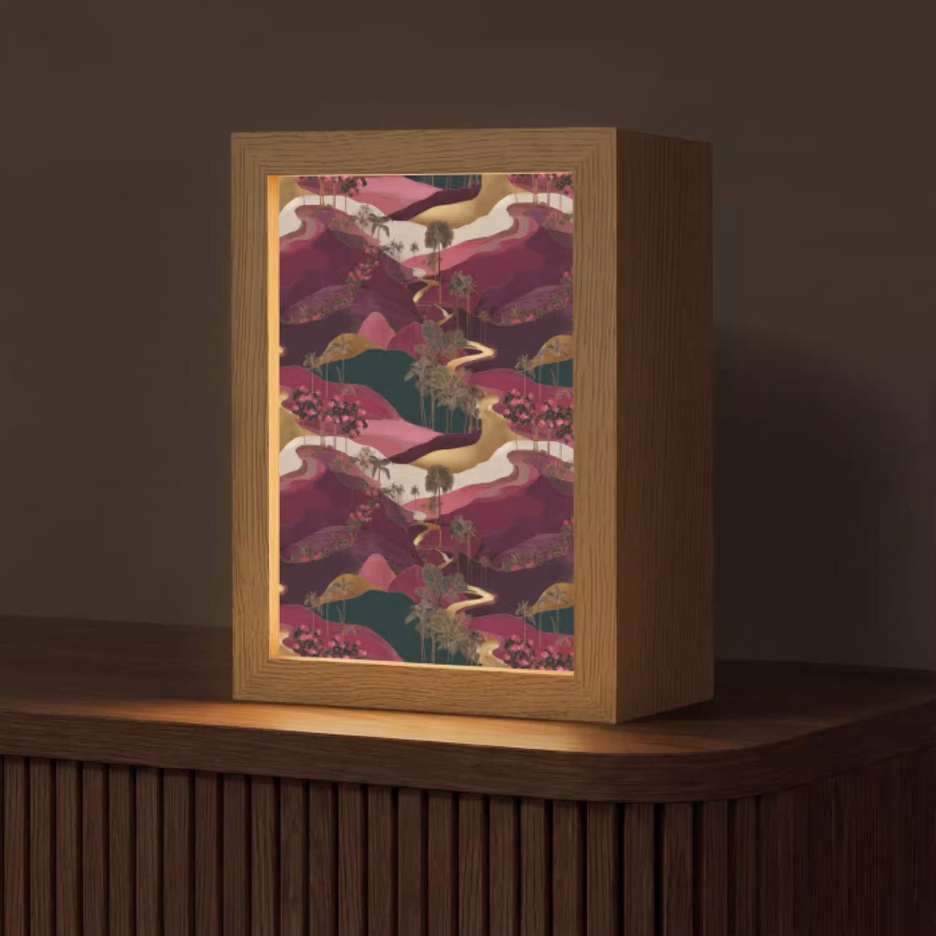 Magisch - Palmbomen - Goud Light Box met kabel (Tafellamp) klein 925 -z3d_website