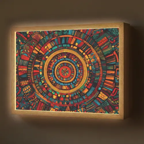 Mandala - Cirkels - Patronen Light Box met batterij (Wandlamp) middel -z3d_website