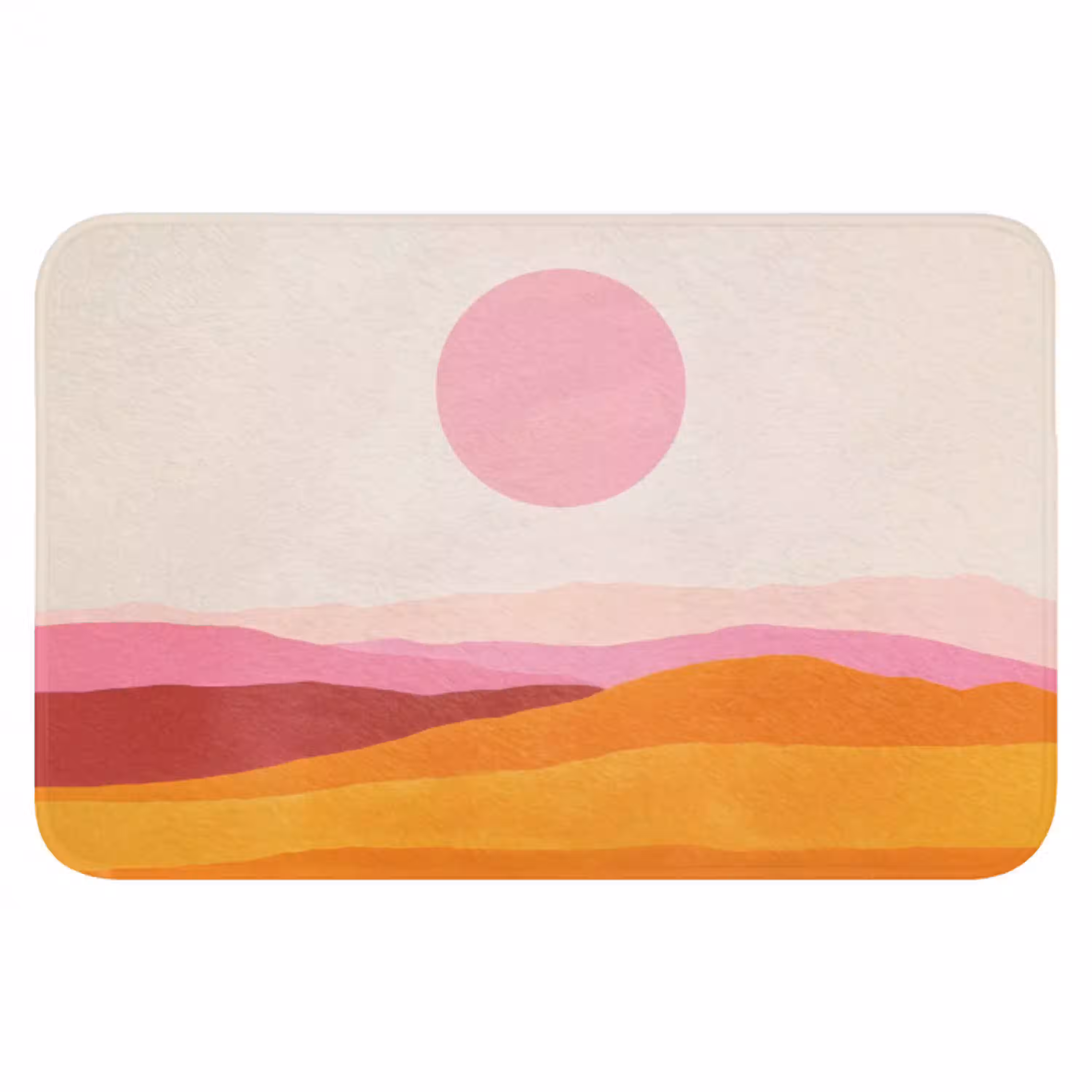 Heuvels - Oranje - Zon - Abstract Badmat klein -3d