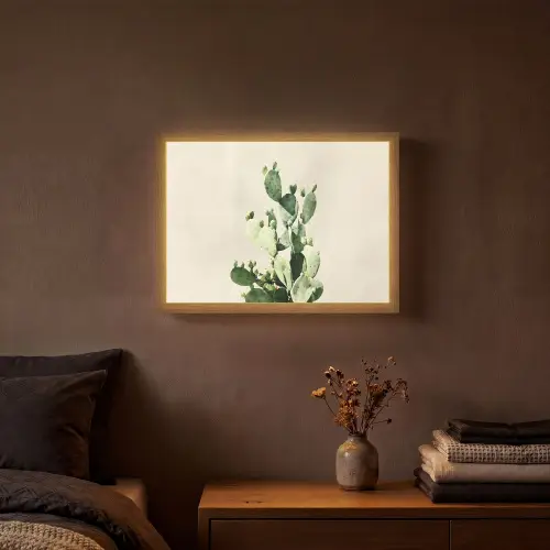 Cactus - Groen - Minimalistisch Light Box met batterij (Wandlamp) middel -sfeer4
