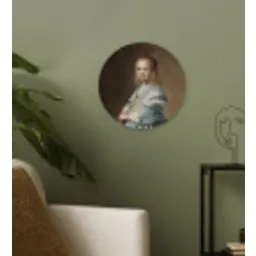 Portret van een meisje in het blauw - Schilderij van Johannes Cornelisz. Verspronck Wandcirkel kunststof plaat 5mm dik klein -sfeer3