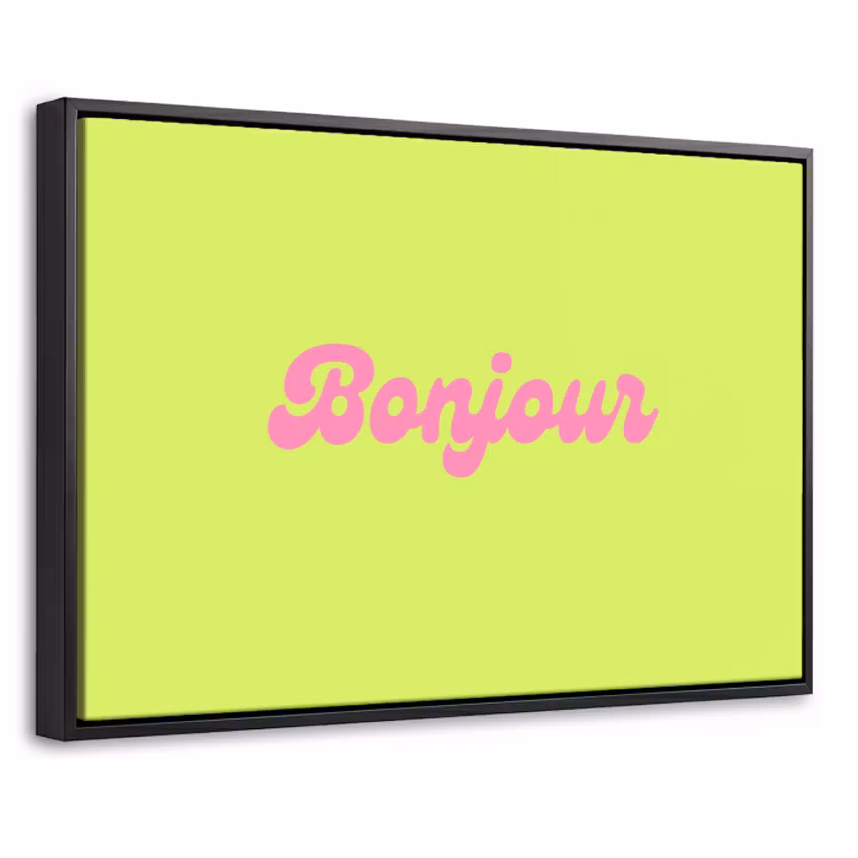 Groen - Roze - Bonjour - Retro Canvas met baklijst klein -threedimensional_3d_global
