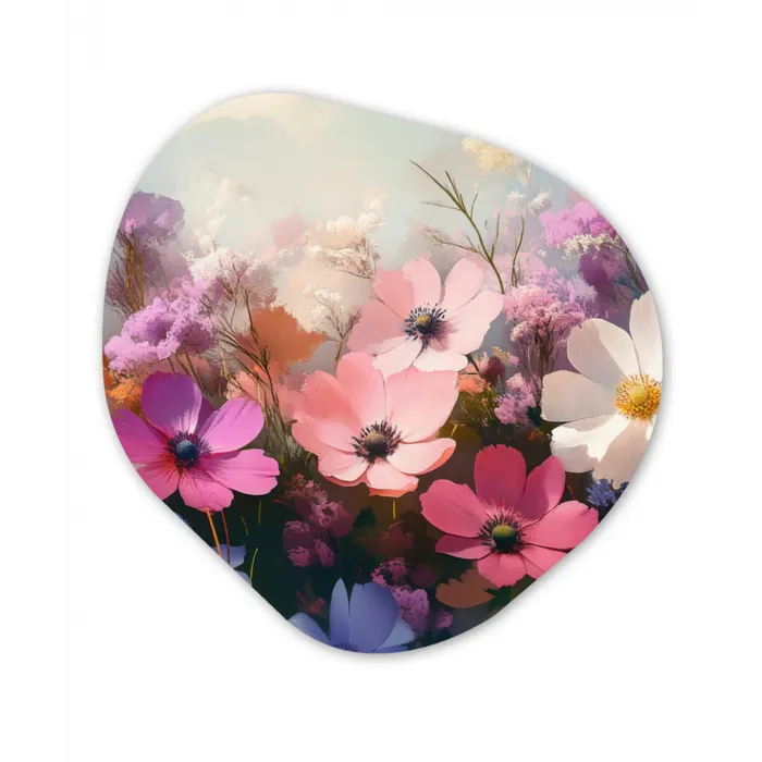 Bloemen - Kleurrijk - Bloei Wandcirkel Organisch Forex 3mm klein -3d