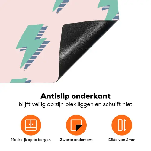 Patroon - Bliksem - Roze - Groen Inductie beschermer vinyl 3mm klein 276 -zzzzzzz-td-onderkant