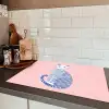 Kat - Illustratie - Minimalistisch - Roze Inductie beschermer vinyl 3mm klein -sfeer3