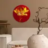 Bloem - Goud - Glazen Wandcirkel plexiglas klein -sfeer1