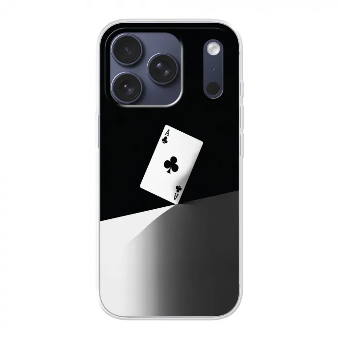 Speelkaart - Klaver - Abstract - Zwart Telefoonhoesje iPhone 17 Pro klein -3d
