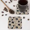 Motief - Bloemen - Zwart - Beige onderzetter kurk middel 366 -sfeer2