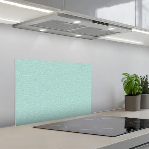 Turquoise - Patroon - Lijnen keuken achterwand spatscherm klein 900 -3d_schuin