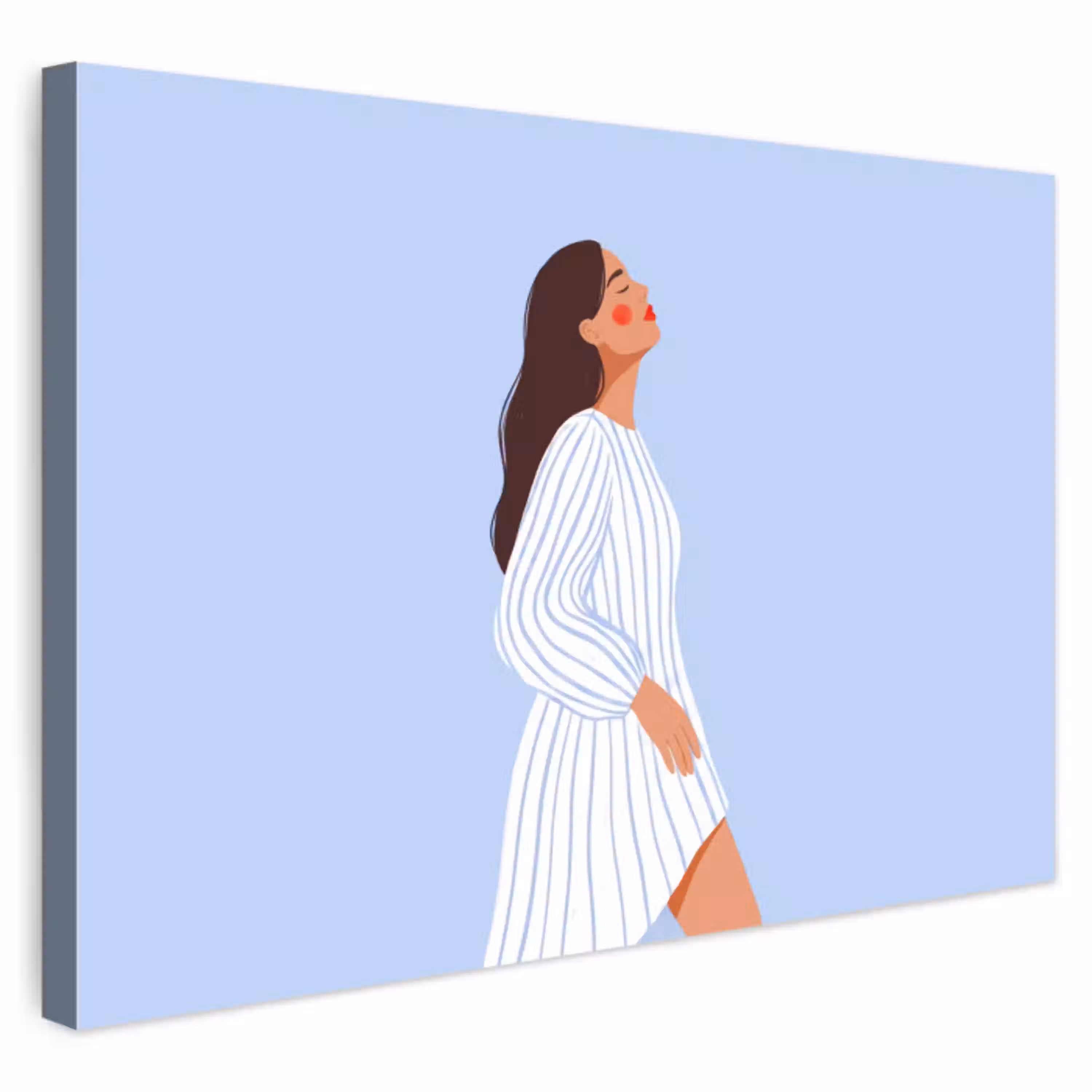 Vrouw - Profiel - Rust - Modern - Illustratie Tuinposter op houten frame 2 cm dik klein -3d