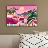 Stad - Roze - Palmbomen canvas 2cm klein -sfeer3