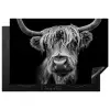 Schotse Hooglander - Horens - Zwart - Wit - Koe - Wild - Dieren Inductie beschermer vinyl 3mm klein -3d