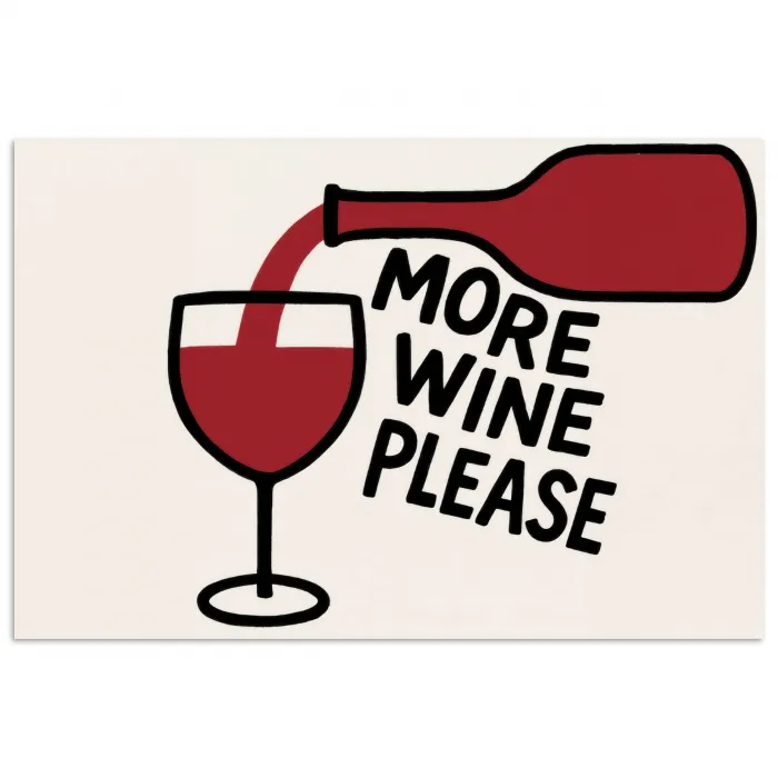 Wijnfles - Quote - Rood - Glas poster papier klein -3d