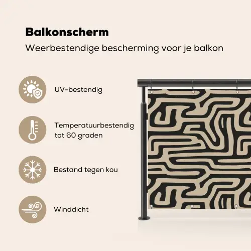 Grafisch - Lijnen - Zwart Balkonbeschermer Duitsland klein 596 -specs_NL