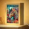 Paard - Bloemen - Schilderij - Natuur - Verf Light Box met kabel (Kinderlampje) klein -zzzz_3d_website