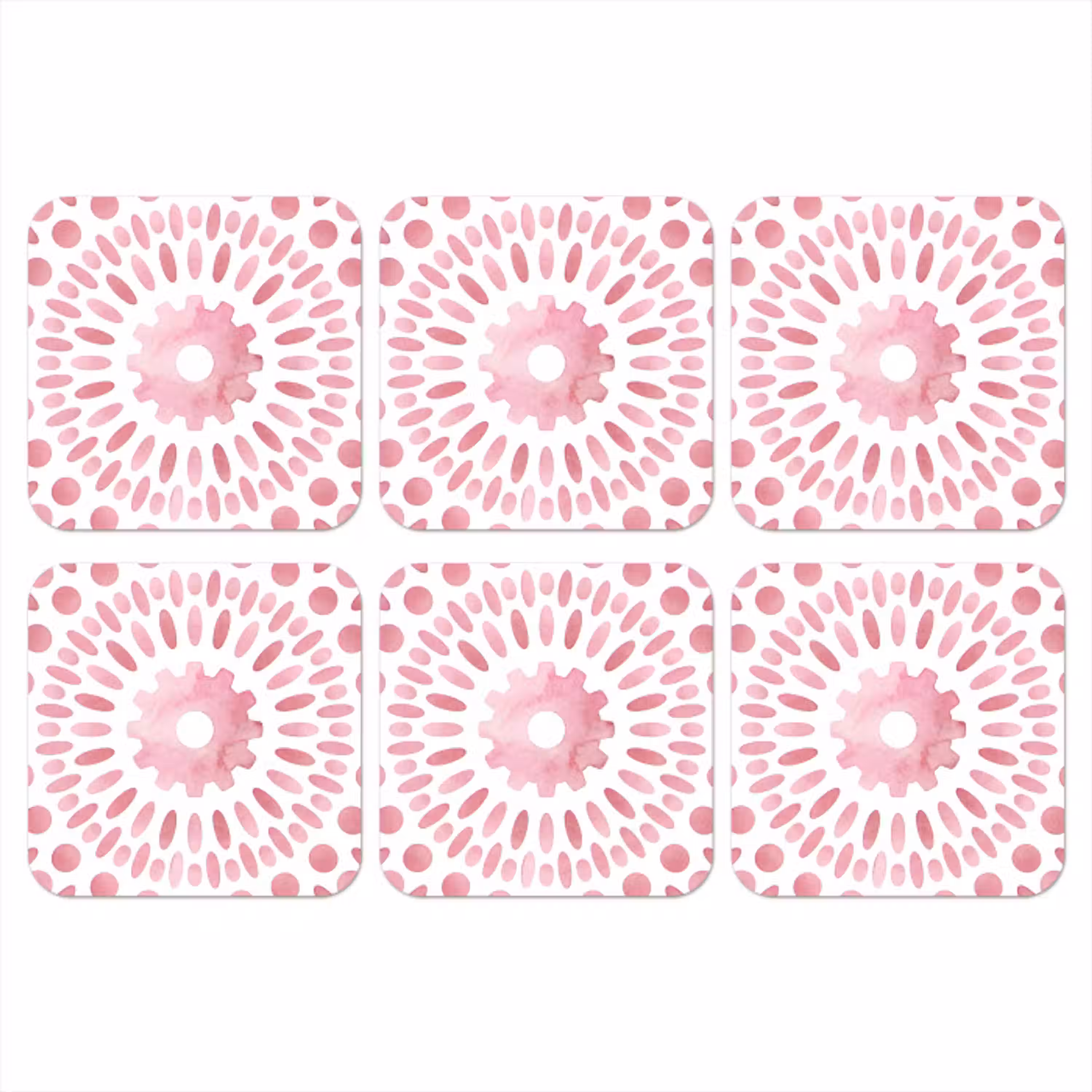 Abstract - Vormen - Patroon - Aquarel - Roze onderzetter kurk middel -3d