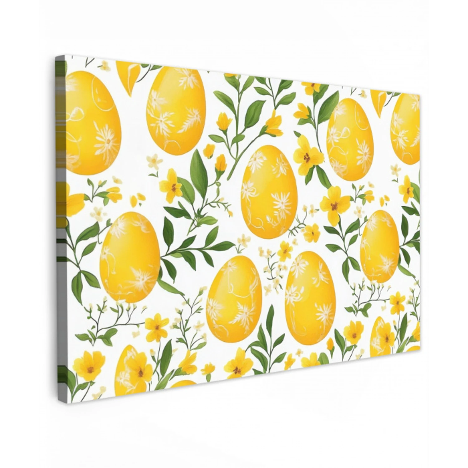 Bloemen - Paaseieren - Geel Tuinposter op houten frame 2 cm dik klein -3d