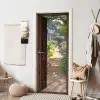 Doorkijk - Hortensia - Deur - Bloemen - Natuur deurposter klein -sfeer6