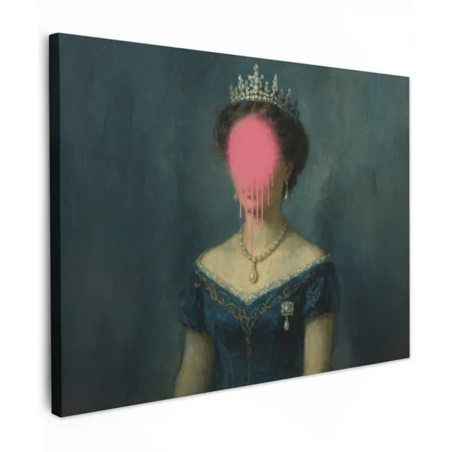 Canvas schilderij - Kroon - Roze druipend verf - Portret