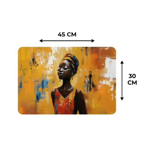 Vrouw - Ogen - Penseelstreken - Geel Placemat vinyl groot -specs