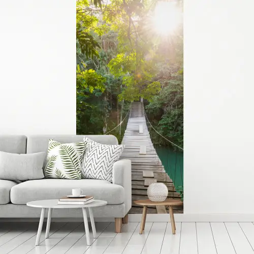 Jungle - Water - Brug - Natuur - Planten fotobehang vinyl groot -woonkamer