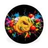Spaghetti - Graffiti - Verf - Kleurrijk - Eten - Modern Wandcirkel aluminium klein -3d