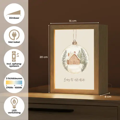 Quote - Winter - Kerst - Beige - Kerstbal Light Box met kabel (Tafellamp) klein -USP_NL