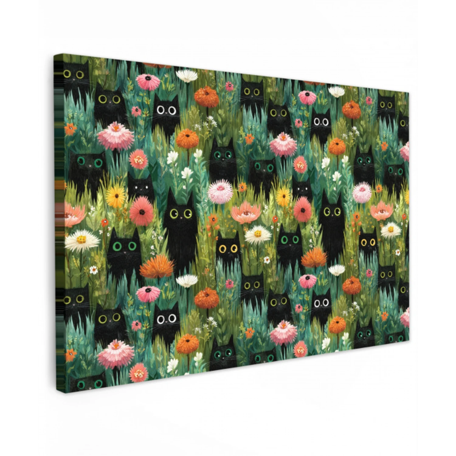 Katten - Bloemen - Kleurrijk canvas 2cm klein 34 -z3d