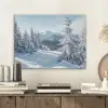Winterlandschap - Natuur - Berg - Bomen - Sneeuw PET vilt klein -sfeer1