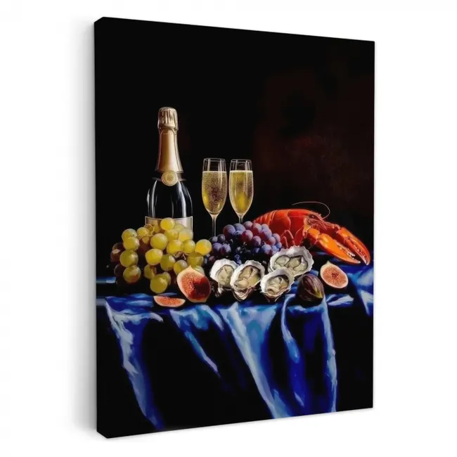 Canvas schilderij - Champagne - Luxe - Oesters